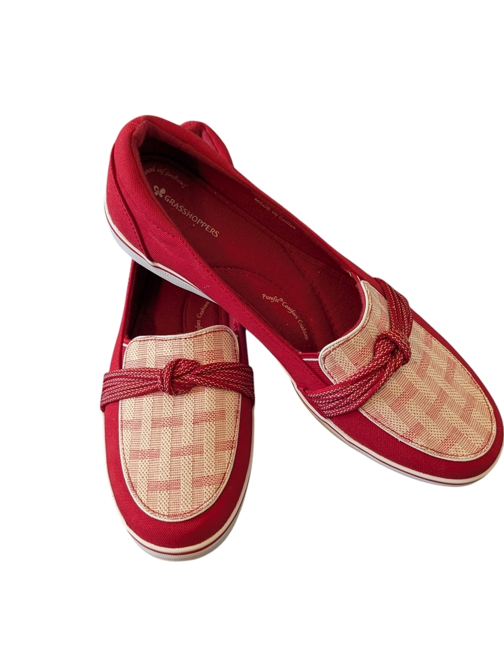 Grasshoppers Red and White Woven Knot Loafers / Boat Shoes - New In Box - 11M